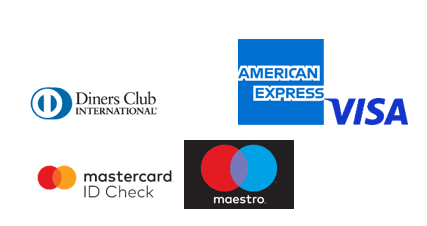 Accepted card products: Diners Club, American Express, Visa, Mastercard ID Check, Maestro